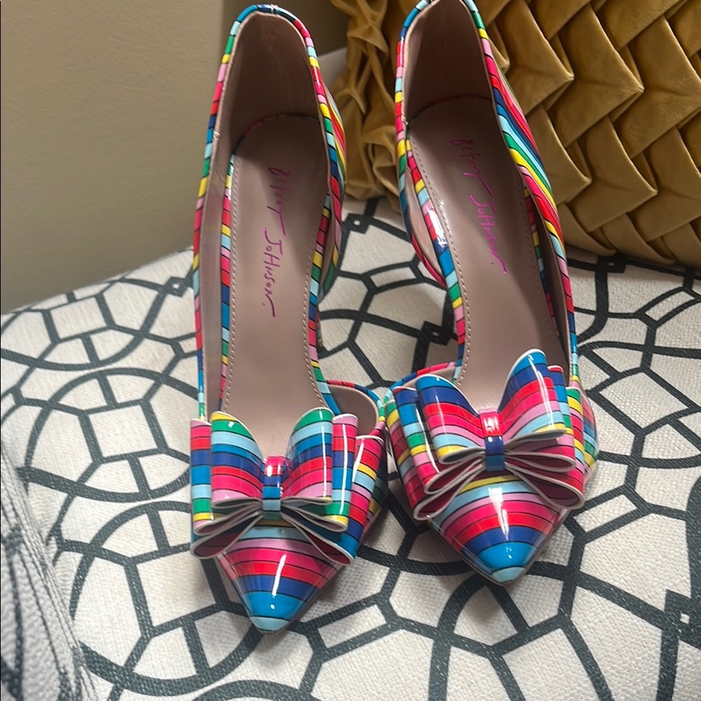 Betsey Johnson Multicolor Striped Women's Heels